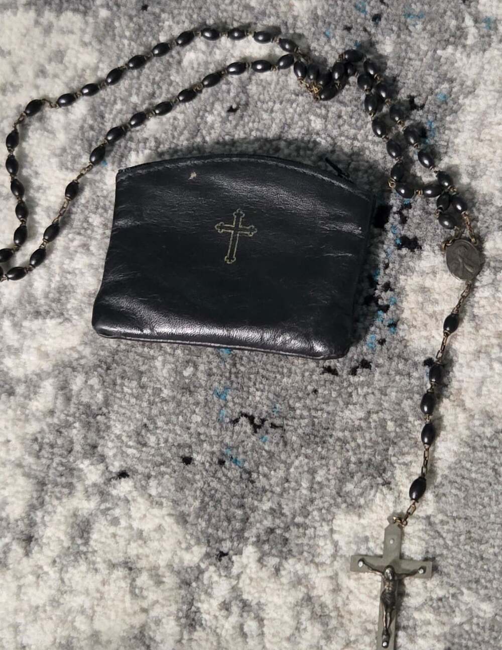Vintage Italian Rosary Beads with Leather Case